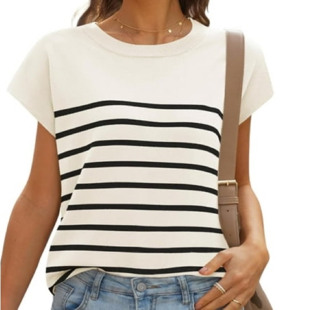 Mirol Striped Short Sleeve Top